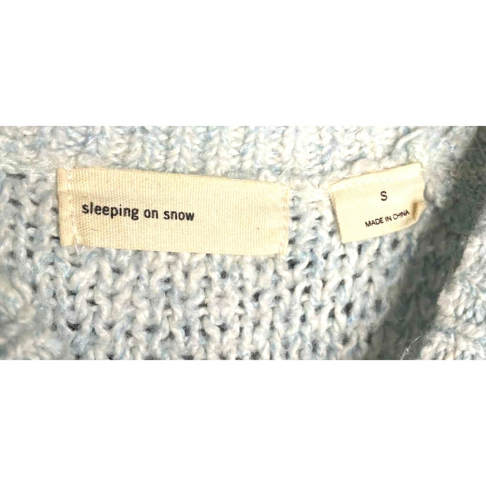 Anthropologie Sleeping On Snow Rhinestone Light Blue Knit Sweater Size small - Picture 4 of 7